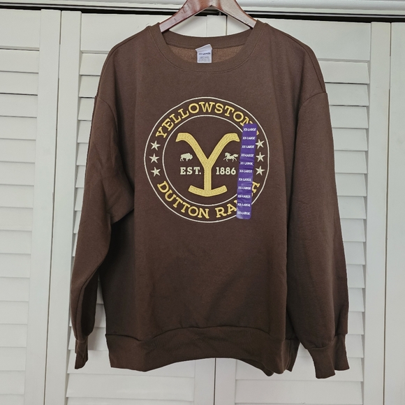 Yellowstone Dutton Ranch Sweatshirt Size XXL Brown Yellow Unisex pullover NWT - Picture 1 of 11